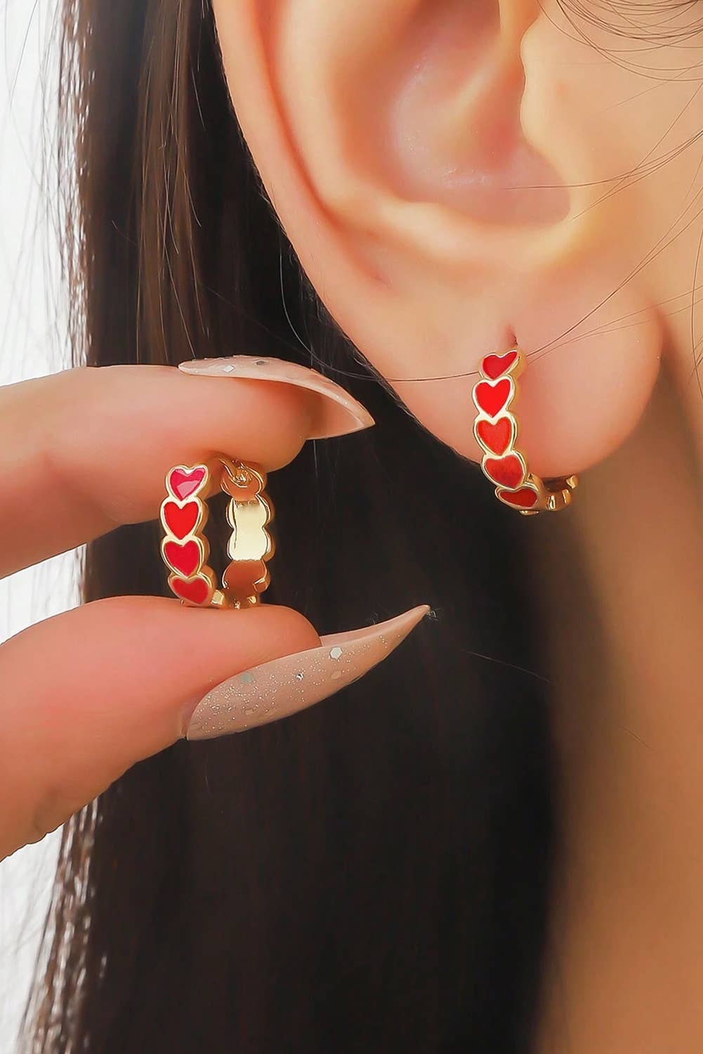 Red Heart Hook Earrings