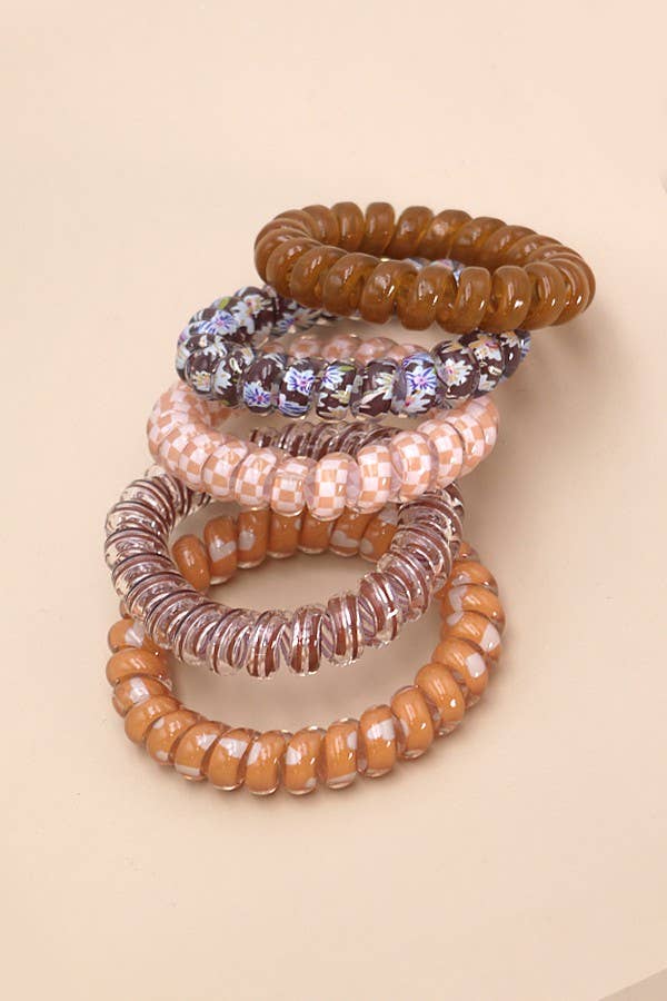 BROWN FLOWER HAIR TIES