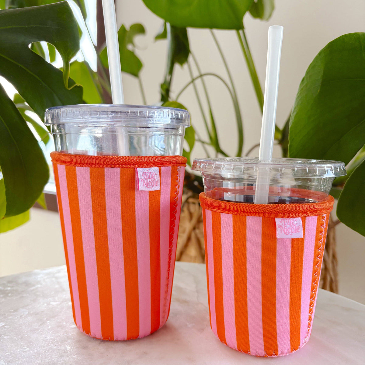 Coffee Cup Cover - Pink & Orange
