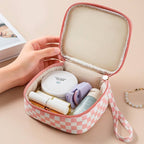 CHECKER GINGHAM MAKEUP COSMETIC BAG