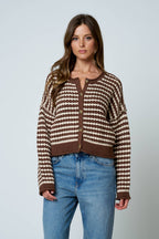 CROCHET KNIT BUTTON CARDIGAN