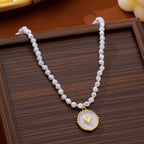 Pearl Beaded Heart Charm necklace