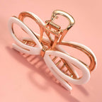 Ribbon Bow Gold Claw Clips