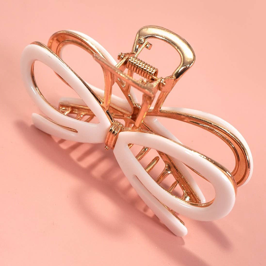 Ribbon Bow Gold Claw Clips