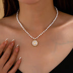 Pearl Beaded Heart Charm necklace