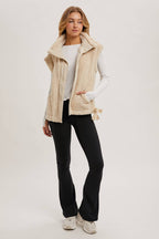 MOCK NECK FLEECE SHERPA VEST
