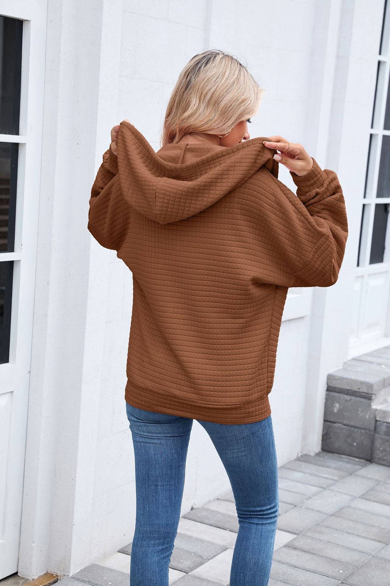 Quilted Zip-Up Hoodie Jacket