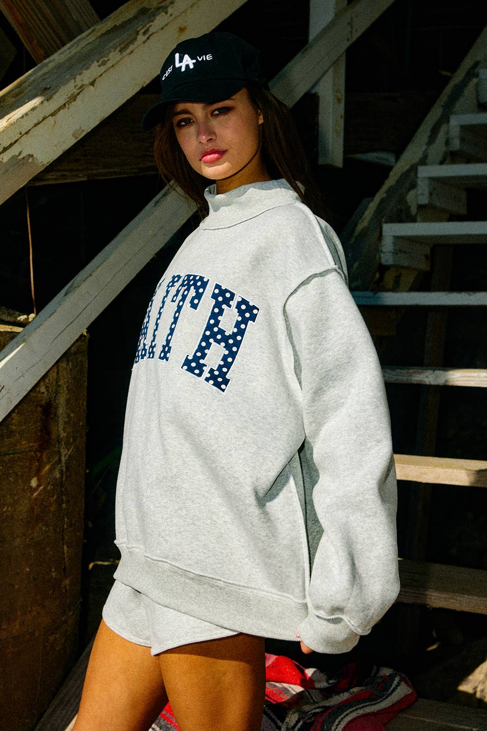Faith Polka-Dot Mock Sweatshirt