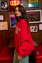 MERRY Embroidered Mock Sweatshirt