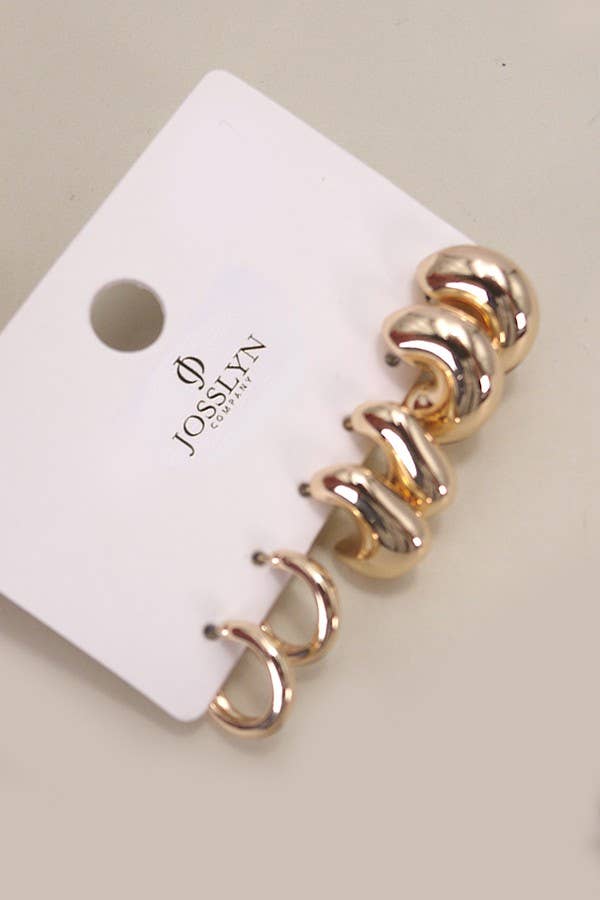 BUBBLE HOOP TRIO EARRINGS