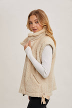MOCK NECK FLEECE SHERPA VEST