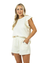 Cream Jacquard Short Set