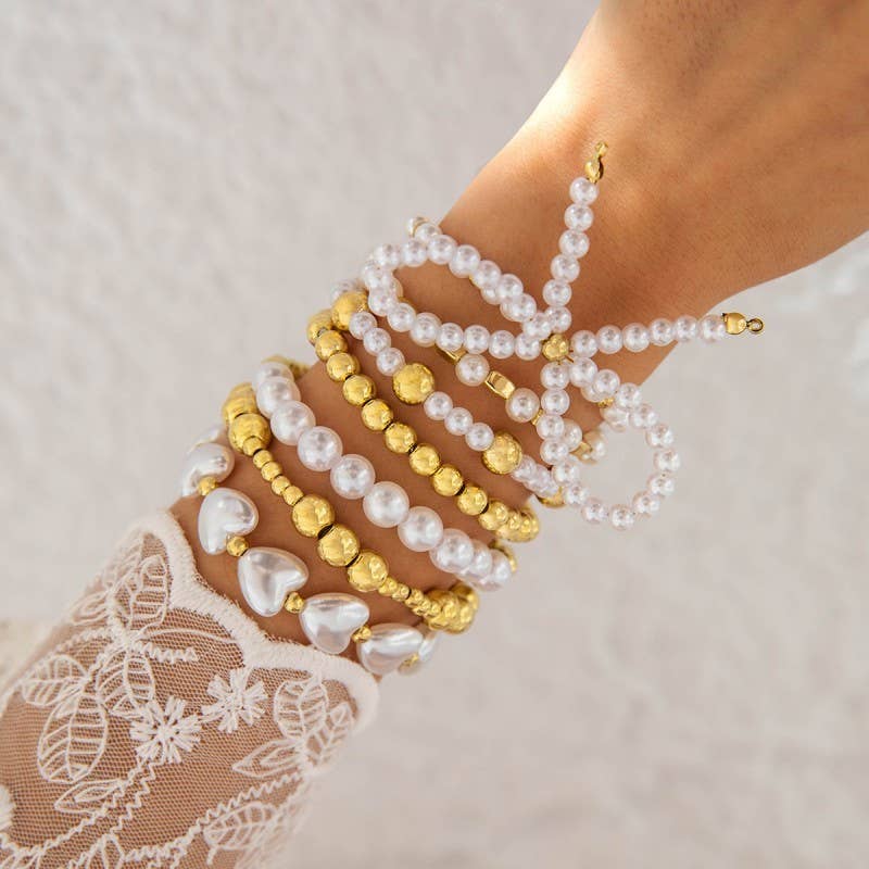 SAWYER BEAD PEARL BOW BRACELET