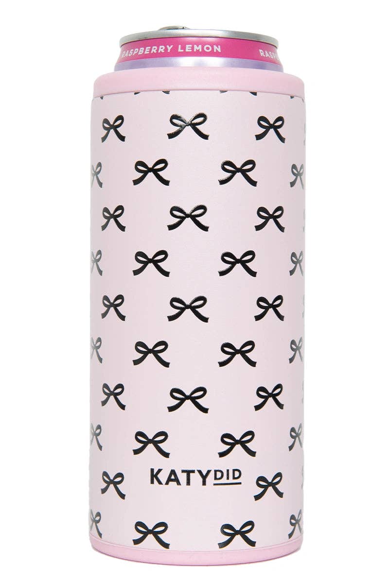 Pink Bow Slim Can Koozie