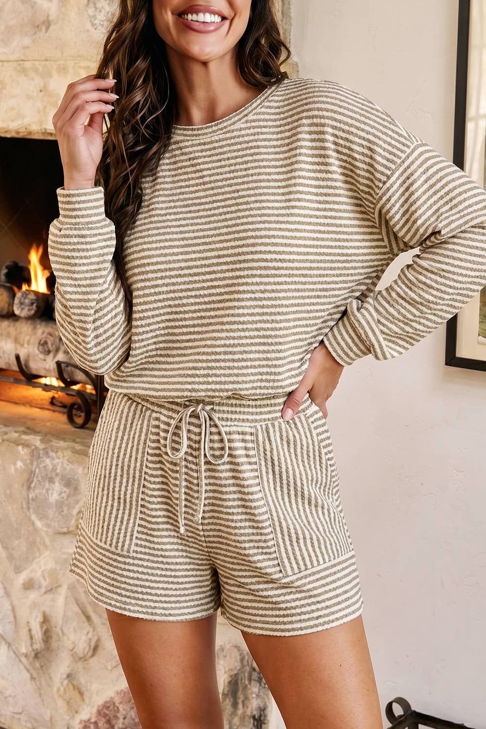 Zephyrine Stripe Textured Top Set