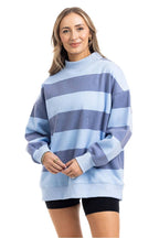 Mayla Navy Striped  Mockneck
