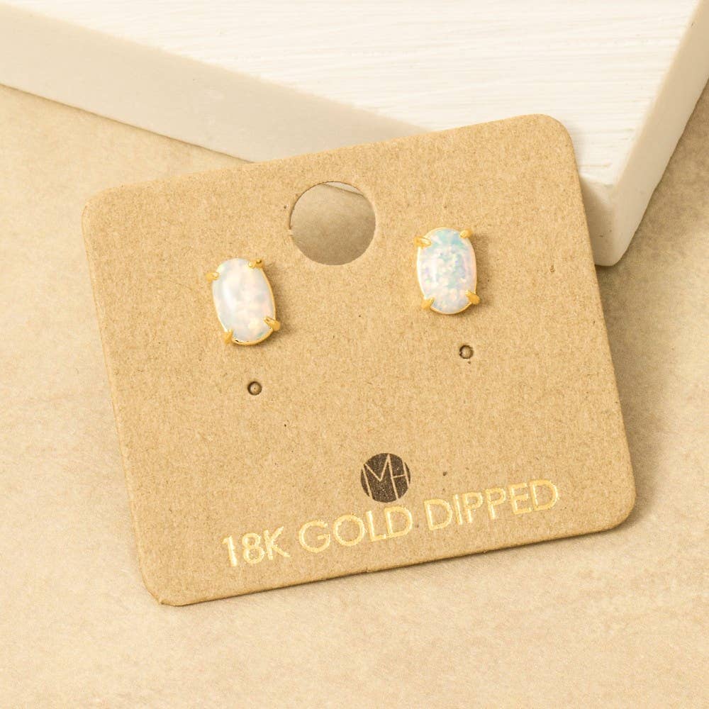 Opal Stone Stud Earrings