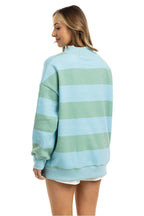 Aqua and Green Striped Mockneck