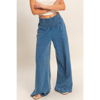 Mineral Washed Wide-Leg Pants