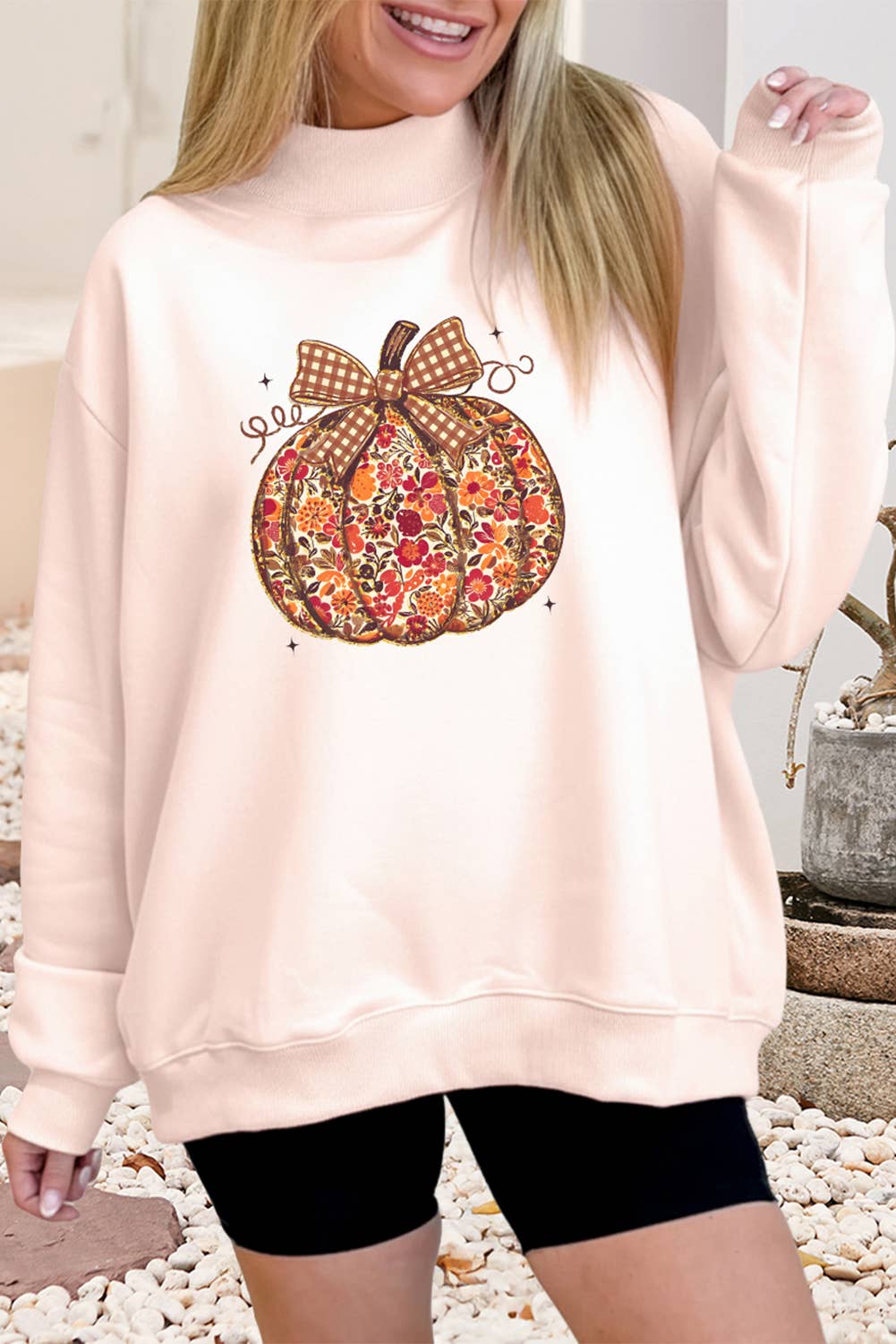 Pumpkin Mock Neck Sweatshirt