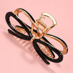 Ribbon Bow Gold Claw Clips
