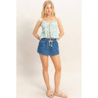 Raven Drawstring Waist Denim Skort