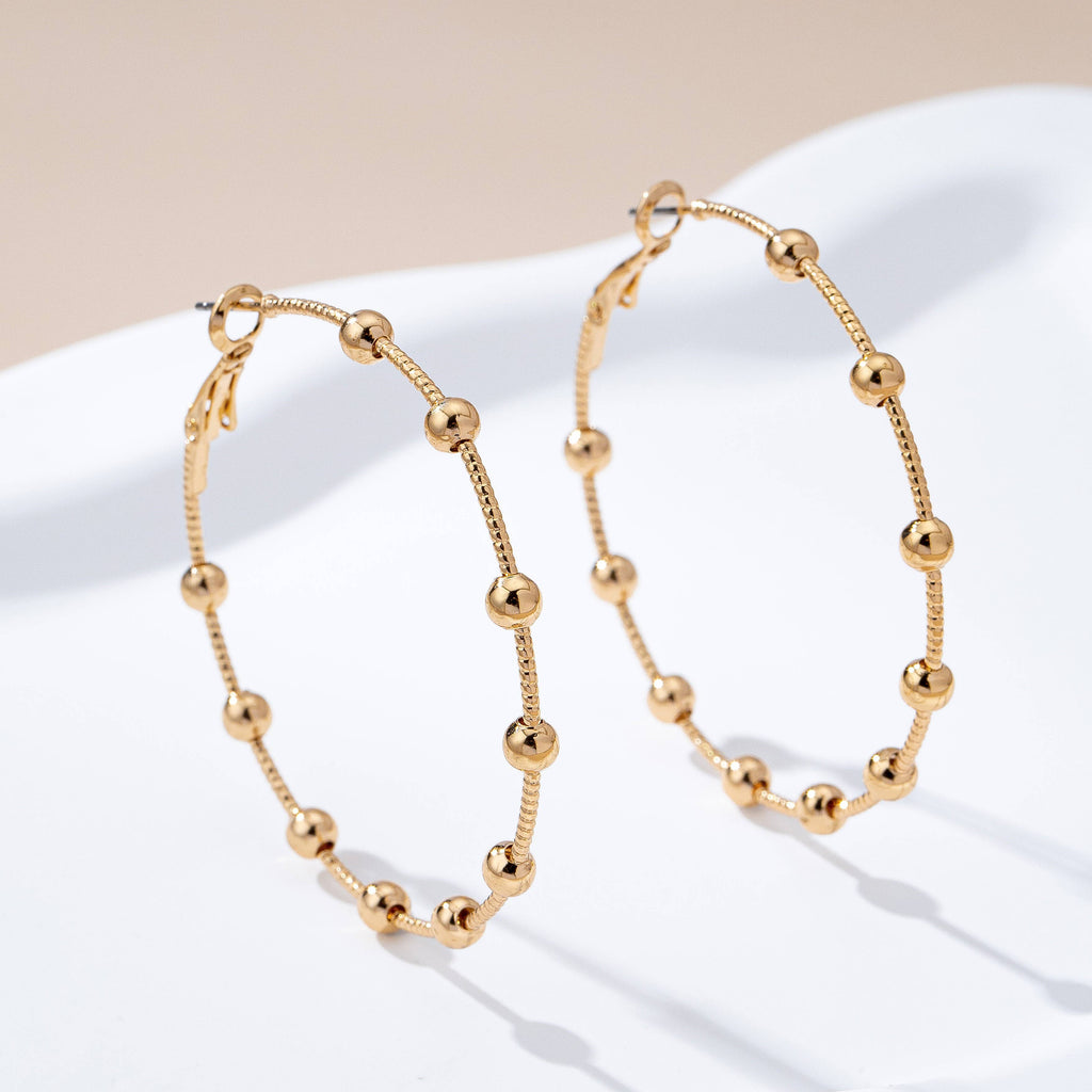 Gold Ball Beaded Hoop Earrings