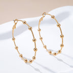 Gold Ball Beaded Hoop Earrings