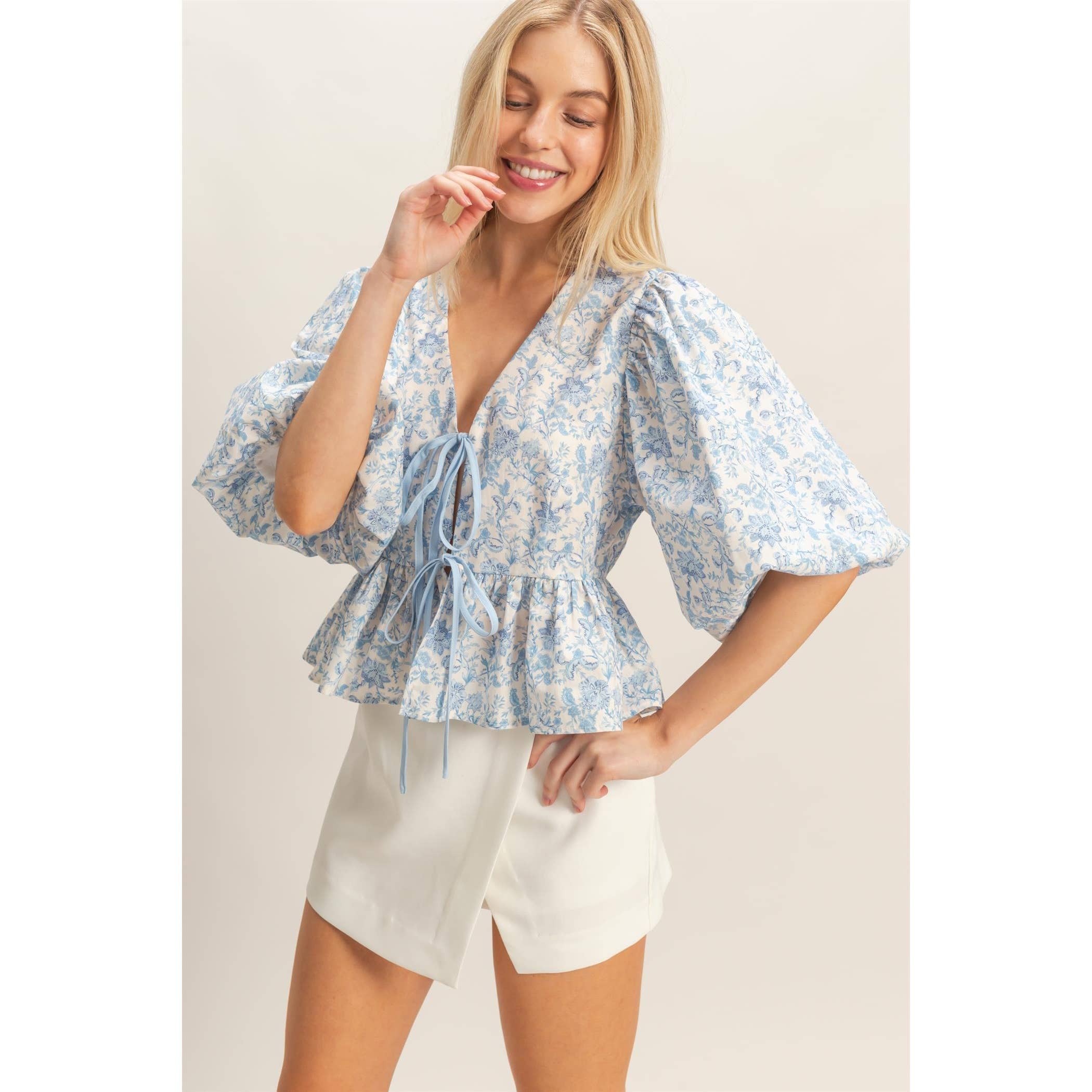 Reece Floral Tie-Front Top