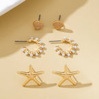 Shell Starfish Pearl Trio Earring Set