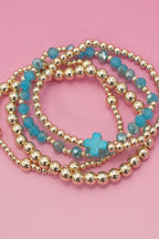 TURQ CROSS BEADED BRACELET
