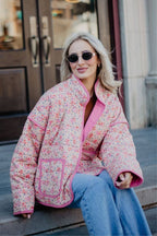 Pink Dainty Floral Quilted Jacket