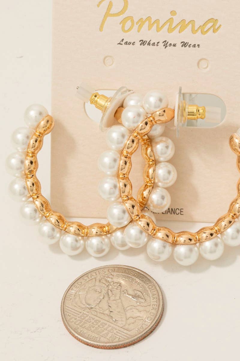 Clara Pearl Beaded Hoop Earrings
