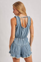 RUFFLED DENIM ROMPER