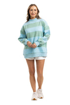 Aqua and Green Striped Mockneck
