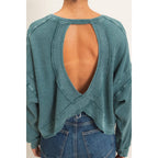 Mineral Wash Waffle Open Back Top