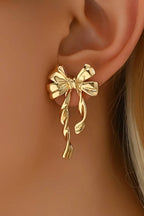 Gold Bow Knot Plated Alloy Stud Earrings: Gold / Alloy / ONE SIZE