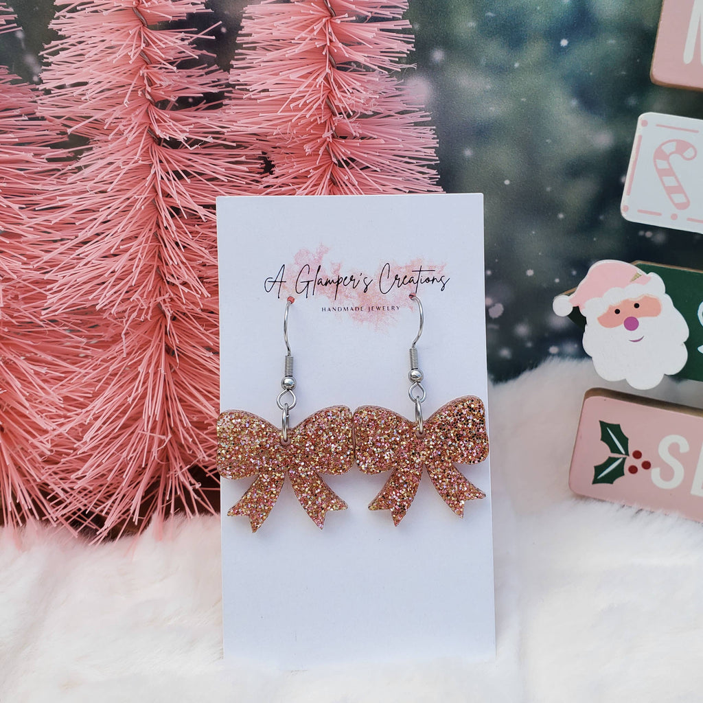 Christmas Bow Acrylic Earrings