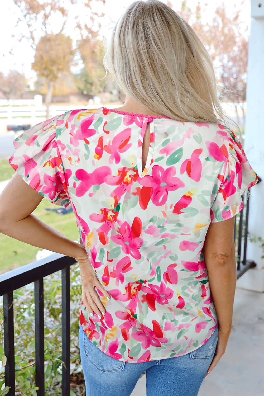 Rose Floral Flutter Top