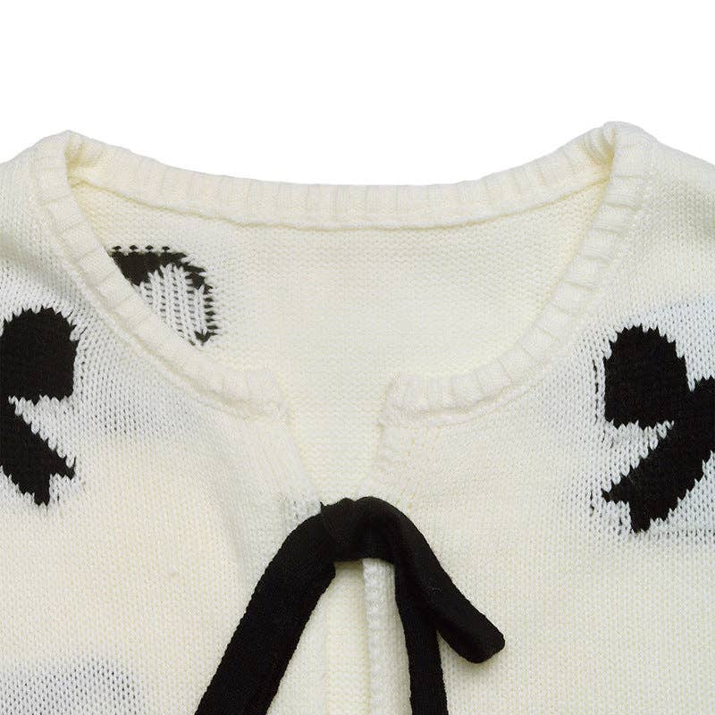 Sweet Bow Knitted Long-sleeved Cardigan